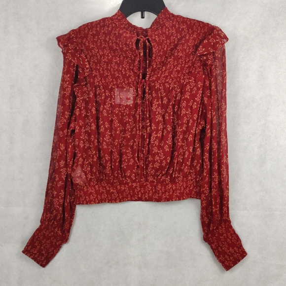 Free People Blouse Roma Red Floral Print Small - Picture 5 of 16
